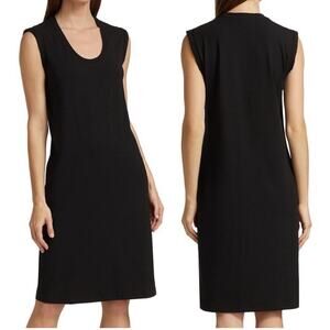 Theory Cuff Scoop Lightweight Jersey Midi Dress in Black - Size P